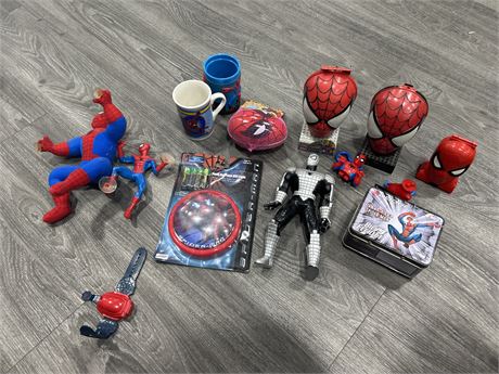 LOT OF VARIOUS SPIDER-MAN ITEMS - ASSORTED CONDITIONS SOME NEW