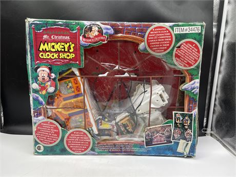 TESTED WORKING VINTAGE MR CHRISTMAS MICKEYS CLOCK SHOP IN BOX