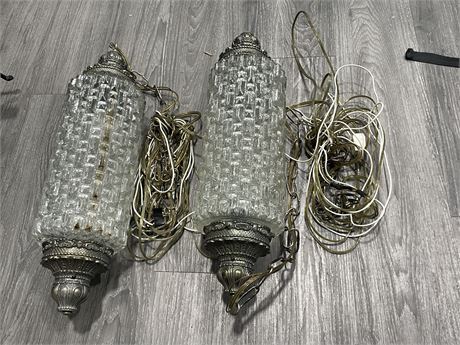 2 MCM HANGING PENDANT LAMPS 21”