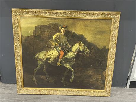 BEAUTIFULLY FRAMED EARLY REMBRANDT THE POLISH RIDER PRINT (33”x29”)