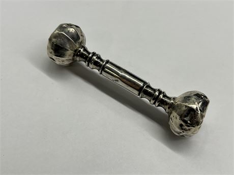 ANTIQUE STERLING BABY RATTLE (4”)