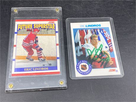 2 ROOKIE LINDROS CARDS (1 signed)