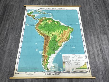 VINTAGE SCHOOL MAP - SOUTH AMERICA 50”x70”