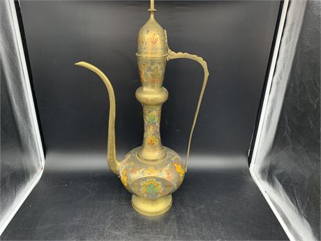 ANTIQUE MIDDLE EASTERN BRASS TEAPOT (25”)