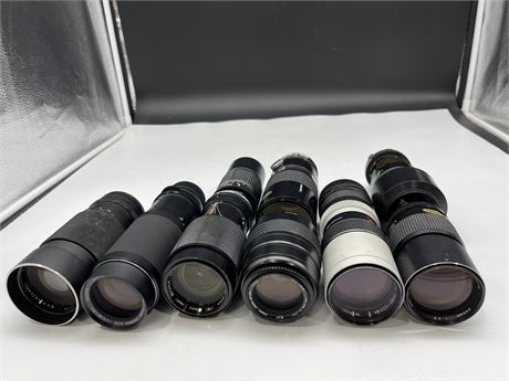 9 ASSORTED CAMERA LENSES (UNTESTED)