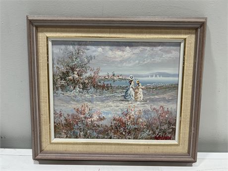 NICE SMALL FRENCH OIL PAINTING ON CANVAS, SIGNED (13.5”x11”)