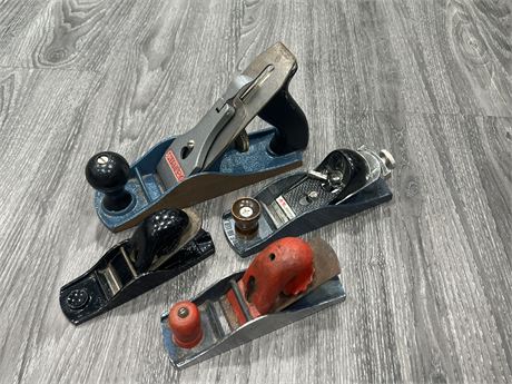 4 WOODWORKING PLANES - 1 BRAND NEW (LARGEST IS 9”)