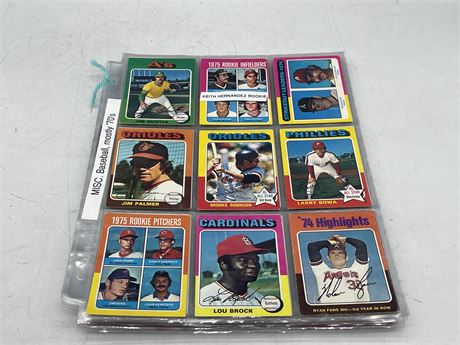 MOSTLY 70’s MISC BASEBALL CARDS IN SHEETS - INCLDS. KEITH HERNANDEZ ROOKIE + ECT