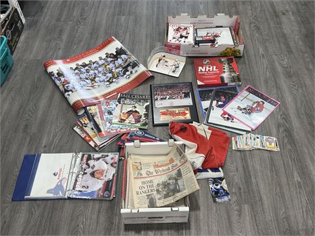 LOT OF SPORTS COLLECTABLES INCLUDING VINTAGE NHL CARDS
