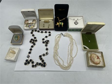 JEWELRY LOT - SIGNED KREMENTZ, BUTLER AND CRYSTAL, PEARLS ETC