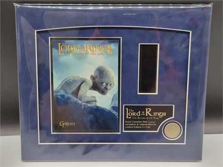 LORD OF THE RING GOLLUM 35MM FILMSTRIP/COIN DISPLAY, BLUE SUEDE MAT L.E 12"X10