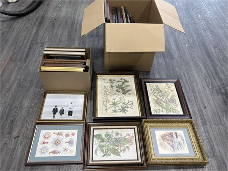 2 BOXES OF ASSORTED FRAMED PRINTS