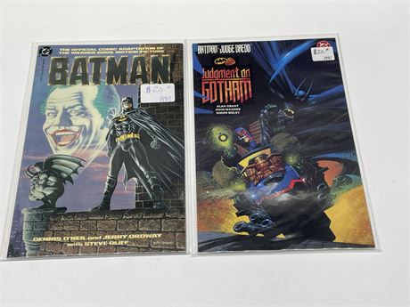BATMAN 1989 COMIC MOVIE ADAPTATION & BATMAN + JUDGE DREDD JUDGMENT ON GOTHAM