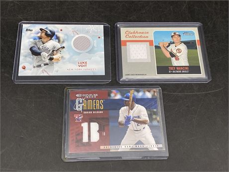 3 MISC MLB JERSEY CARDS