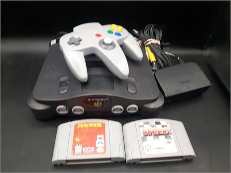 NINTENDO 64 CONSOLE WITH GAMES -CONSOLE SHELL SLIGHTLY CRACKED BUT TESTED & WORK