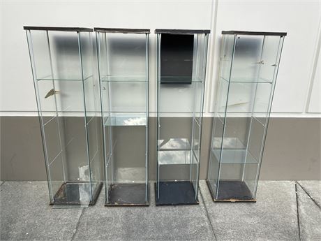 4 GLASS SHOWCASES (5.5ft tall)