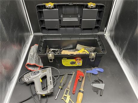 STANLEY TOOL BOX & MISC. TOOLS
