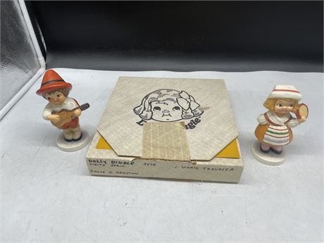 DOLLY DINGLE GOEBEL FIGURINES + PLATE SET (3 PEICES)