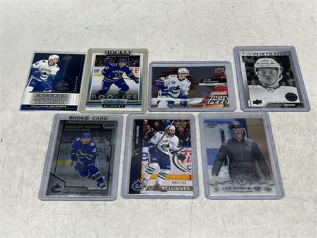 7 CANUCKS CARDS - INCLUDES ROOKIES