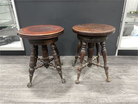 2 EARLY ANTIQUE PIANO STOOLS