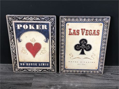 VINTAGE POKER SIGNS 15" TALL