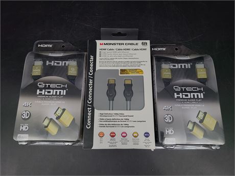 3 BRAND NEW HDMI CABLE (6ft cords)