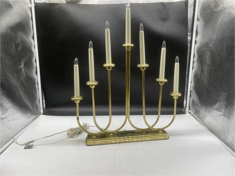 VINTAGE BRASS ELECTRONIC CANDELABRA (NEEDS NEW WIRES) 20”x16”