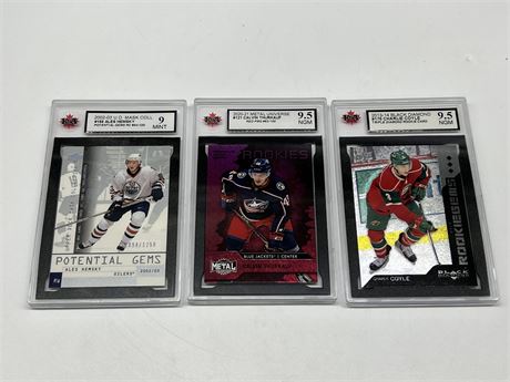 3 KSA GRADED NHL ROOKIE CARDS