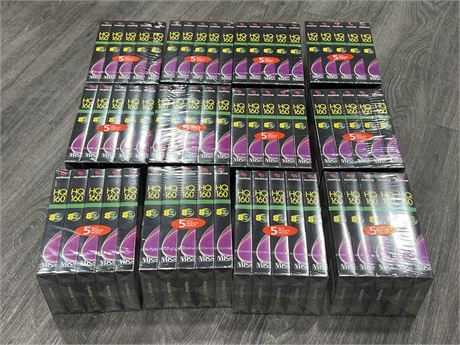 12 SEALED PACKS OF BLANK VHS TAPES (60 total)