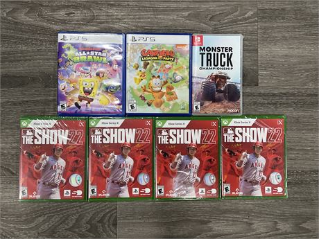 4 SEALED MLB THE SHOW 2022 XBOX SERIES X + 2 PS5 GAMES & 1 SWITCH GAME