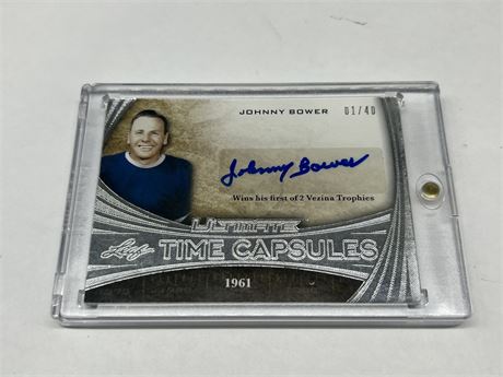 JOHNNY BOWER AUTO CARD - LEAF ULTIMATE TIME CAPSULES #1/40