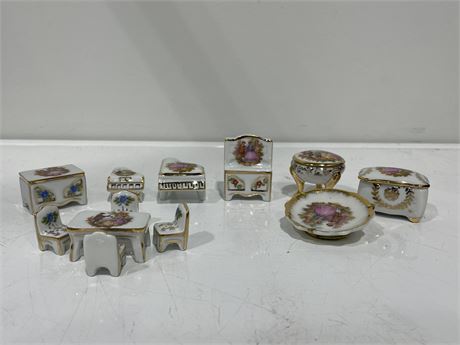 12 MINIATURE LIMOGES CHINA (TALLEST IS 2”)