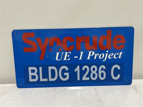 VINTAGE SYNCRUDE FT. MCMURRAY ALUMINUM SIGN 12”x24”