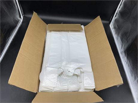 BOX OF WHITE PLASTIC BAGS