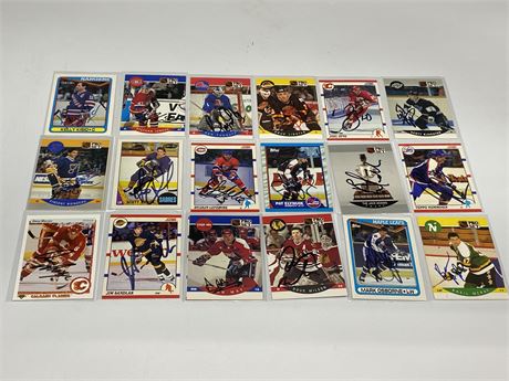 19 MISC AUTOGRAPHED NHL CARDS