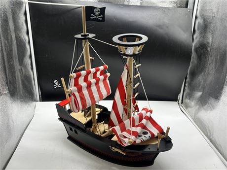 WOODEN PIRATE SHIP (23” tall)