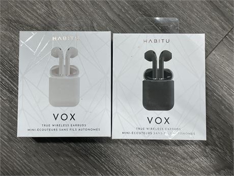 2 NEW HABITU VOX TRUE WIRELESS EARBUDS