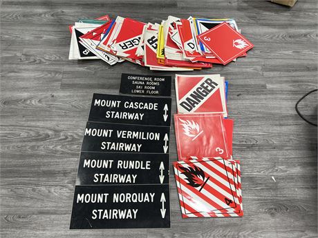 LARGE LOT OF ASSORTED VINTAGE SIGNS & ECT