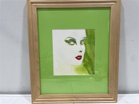 WATER COLOUR GREEN LADY FACE 22”x26”