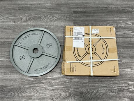 2 BRAND NEW 45LBS WEIGHT LIFTING PLATES - 90LBS TOTAL