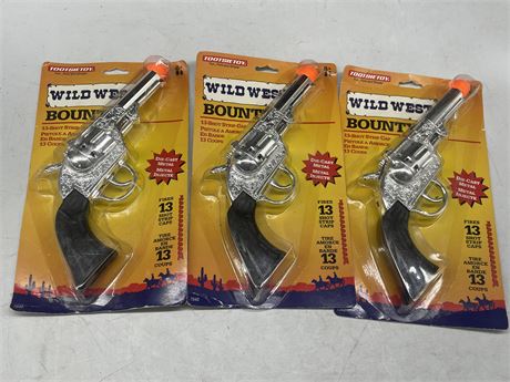 3 SEALED VINTSGE TOOTSIETOY WILDWEST BOUNTY CAP GUNS