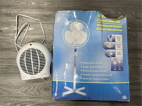 2 FANS - 1 IN BOX W/ ADJUSTABLE HEIGHT / 1 SUNBEAM LIKE NEW CONDITION