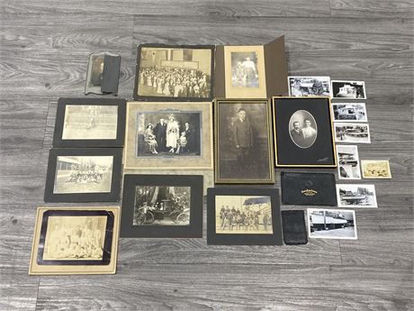LARGE LOT OF ANTIQUE PICTURES (LARGEST IS 7.5”X11.5”)