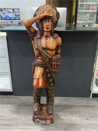 VINTAGE CIGAR STORE ADVERT WOOD INDIAN 53” TALL