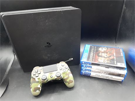 PS4 SLIM CONSOLE WITH GAMES (CONSOLE WORKS - HDMI PORT A BIT LOOSE)