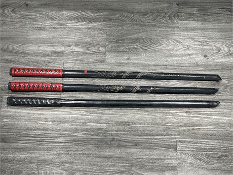 3 NEW PRACTICE KATANAS - SEALED NEW IN WRAP 40” LONG