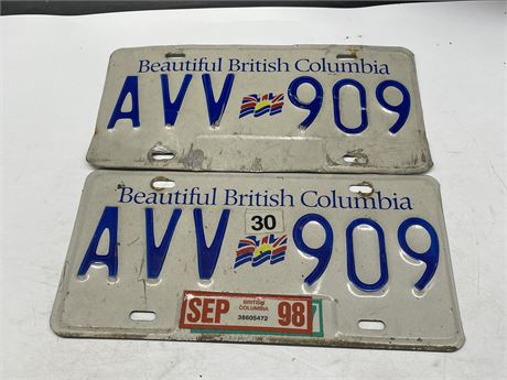 BC LICENCE PLATE PAIR 1997