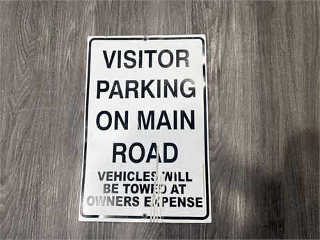 METAL VISITOR PARKING ON MAIN ROAD SIGN - 12”x18”