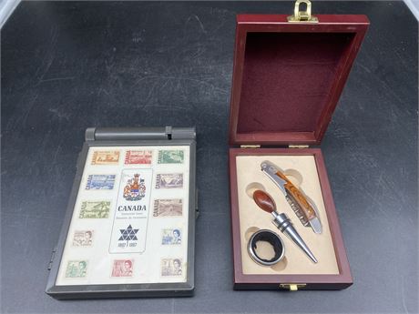 1967 CENTENNIAL STAMP COLLECTABLE & WINE ACCESSORIES