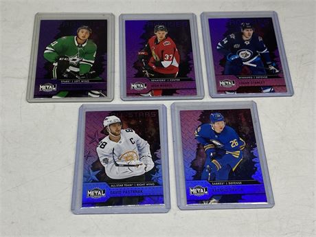 (5) 2021 METAL UNIVERSE NHL CARDS - INCLUDES 2 ROOKIES